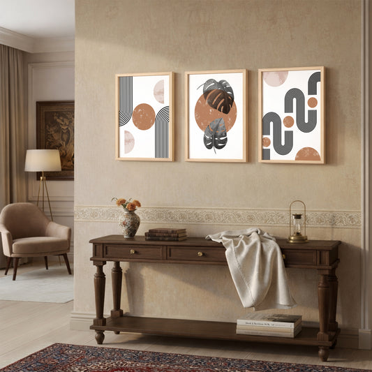 Modern Abstract Line Art Wall Frames Set of 3