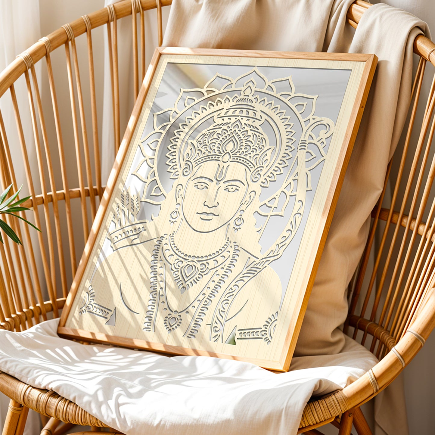 Lord Ram Pinewood Laser Wall Art