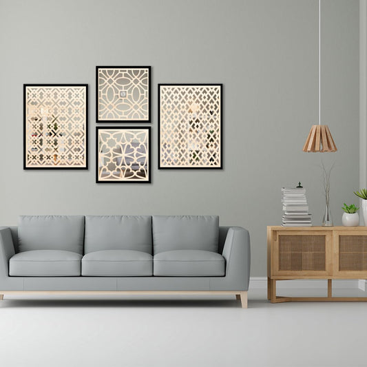 Classic Pattern Wall Mirror Frames Set of 4