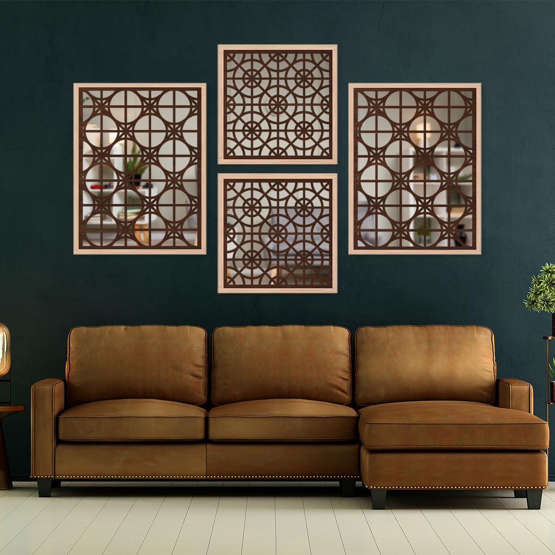 Circle Pattern Wall Mirror Art Set of 4