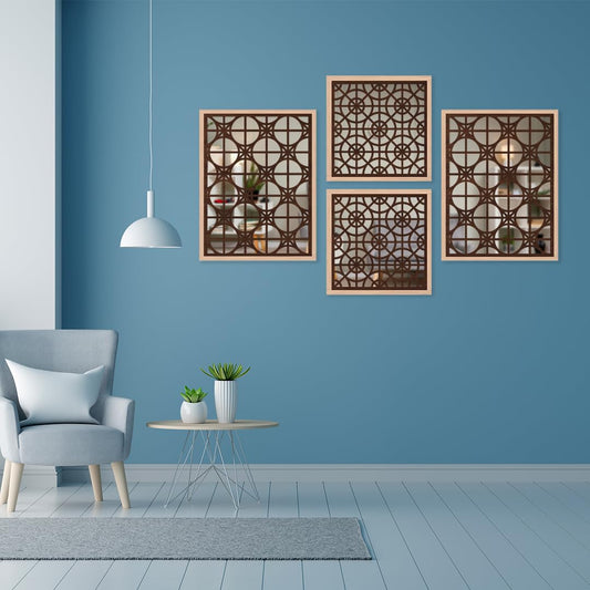 Circle Pattern Wall Mirror Art Set of 4