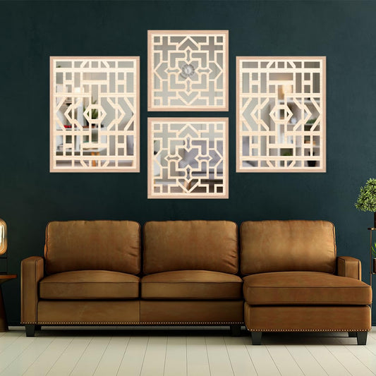 Abstract Geometric Wall Mirror Decor Set of 4