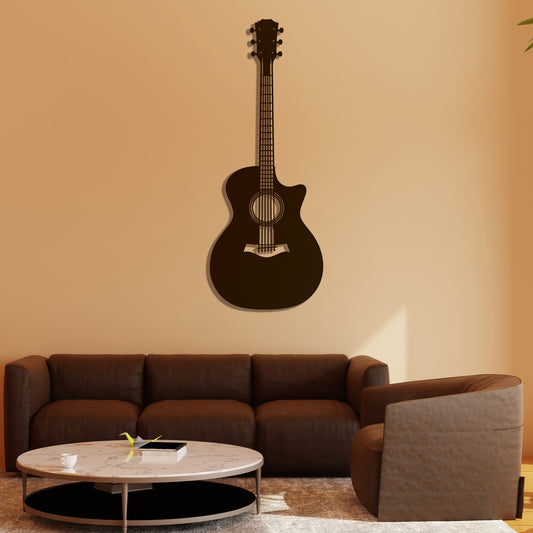 Acoustic Guitar Pinewood Wall Art