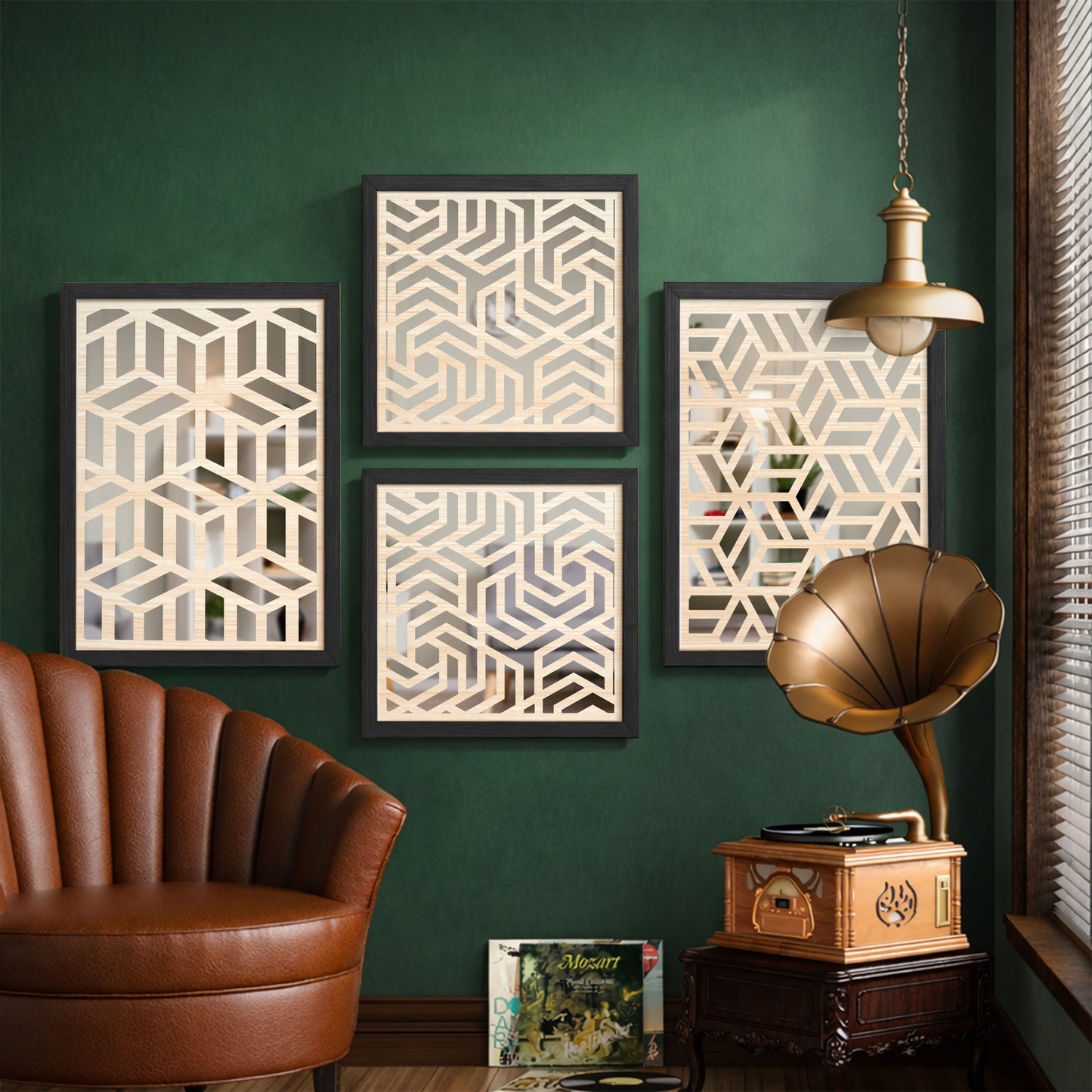 Modern Geometric Mirror Art Set of 4