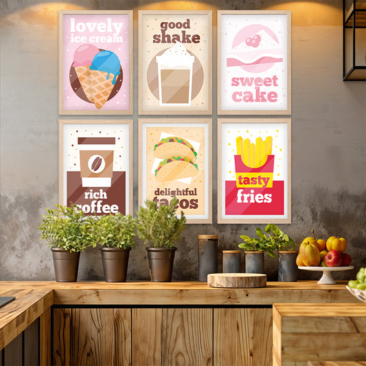 Modern Food Poster Wall Frame Set