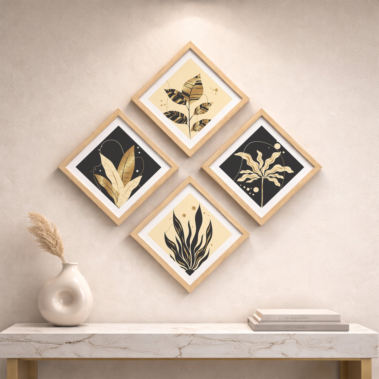 Golden Botanical Wall Frame Set of 4