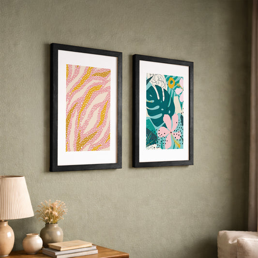 Modern Abstract Botanical Wall Frame Set of 2