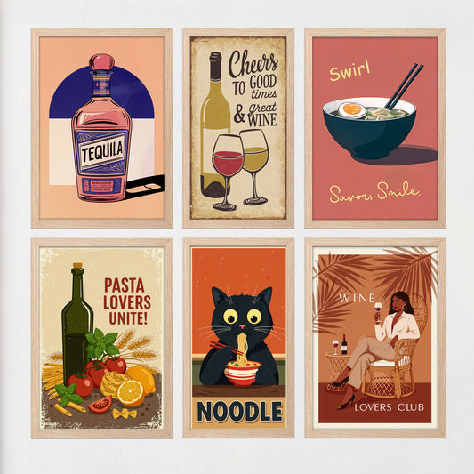 Food & Wine Wall Art Set – 6
