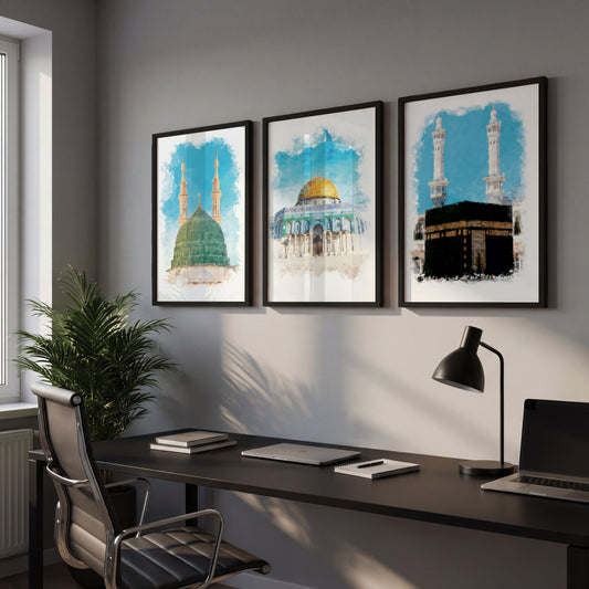 Islamic Sacred Landmarks Wall Art Set – 3