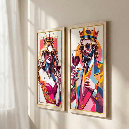 Royal Wine Couple Wall Frame Set Set of 2