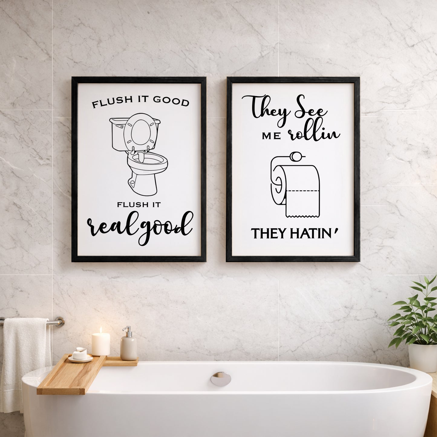 Funny Bathroom Quotes Set of 2