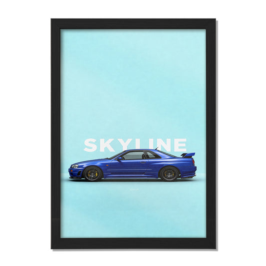 Skyline R34 Blue Wall Frame