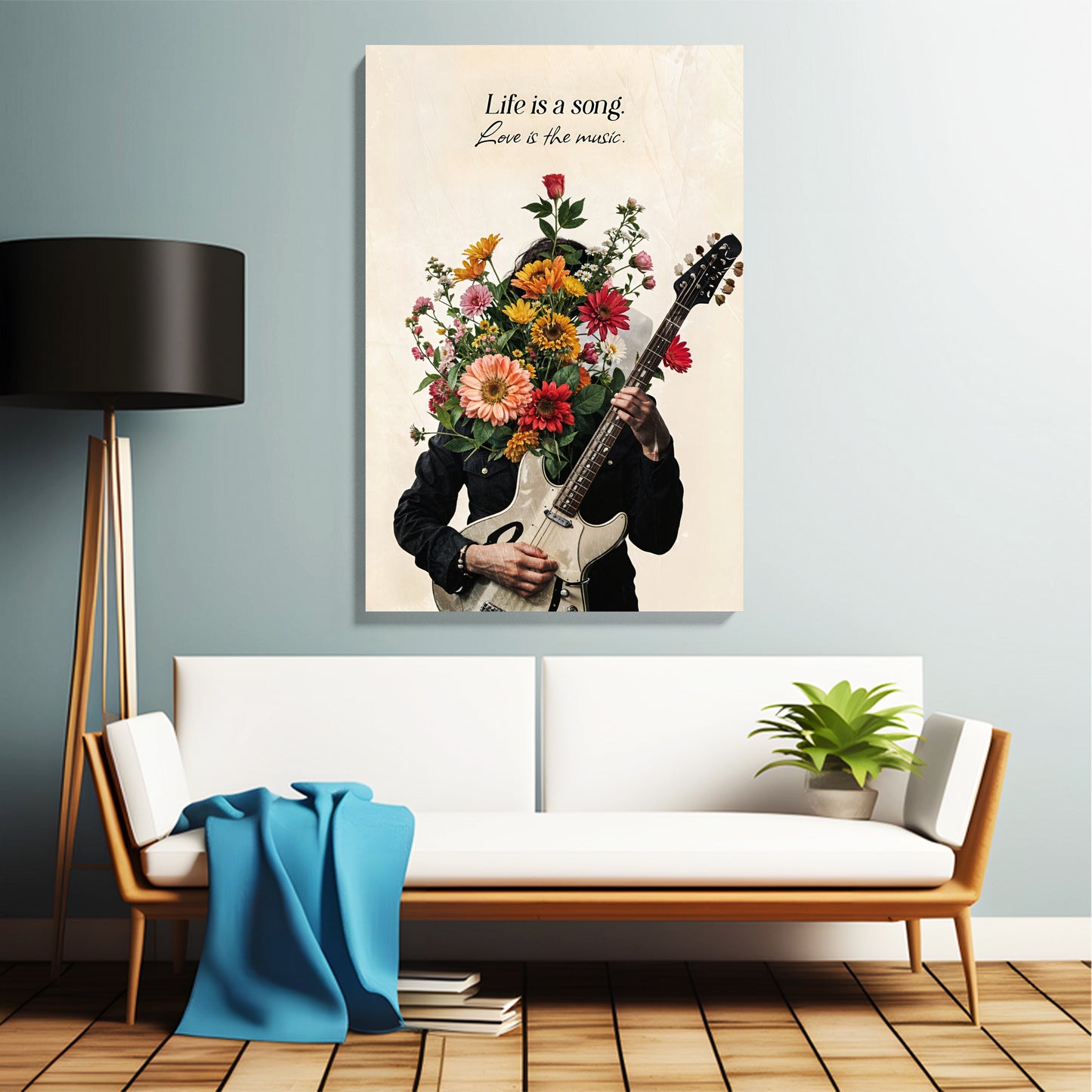 Floral Guitar Bloom Canvas