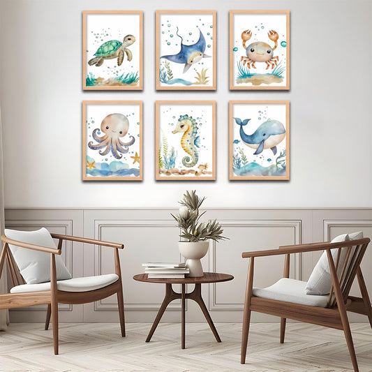 Whimsical Ocean Animals Gallery Wall Frame