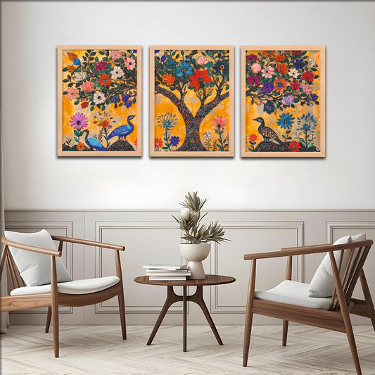 Peacock Garden Trio Wall Frames