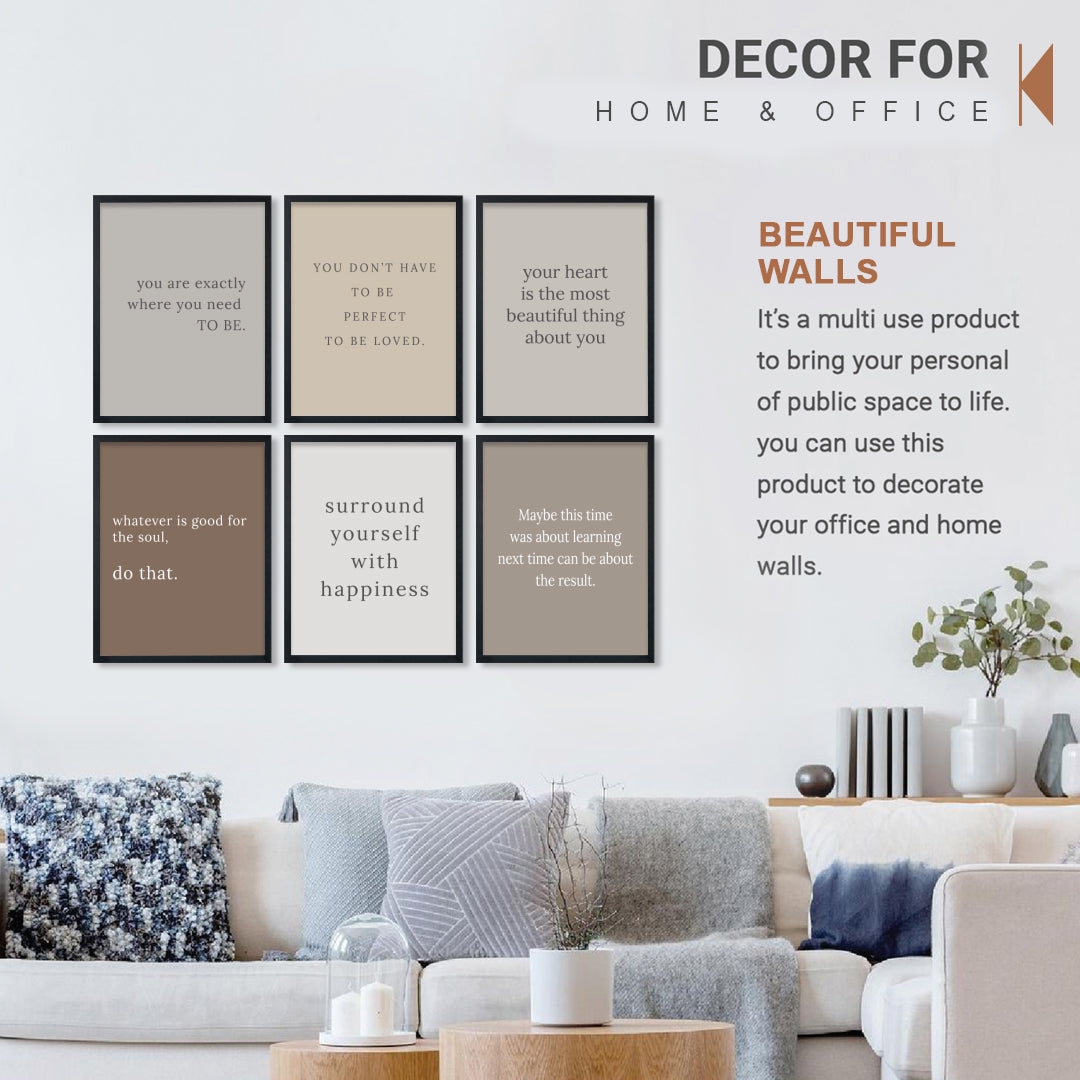 Warm Minimal Quote Wall Frame Set