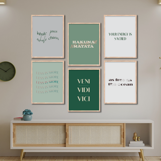 Green Serenity Quote Wall Frame Set