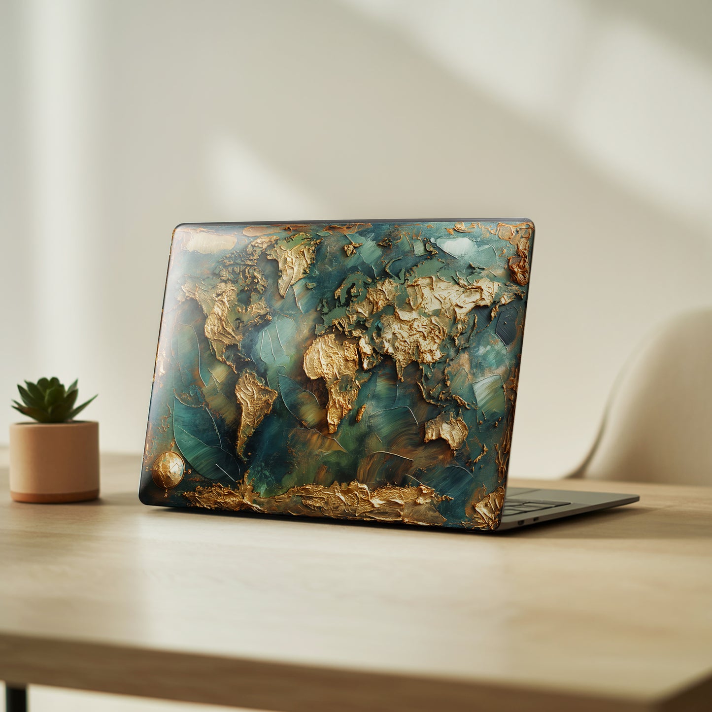 3D Texture Gold Map Luxury Laptop Skin