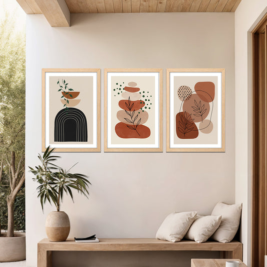 Terracotta Abstract Trio Wall Frame
