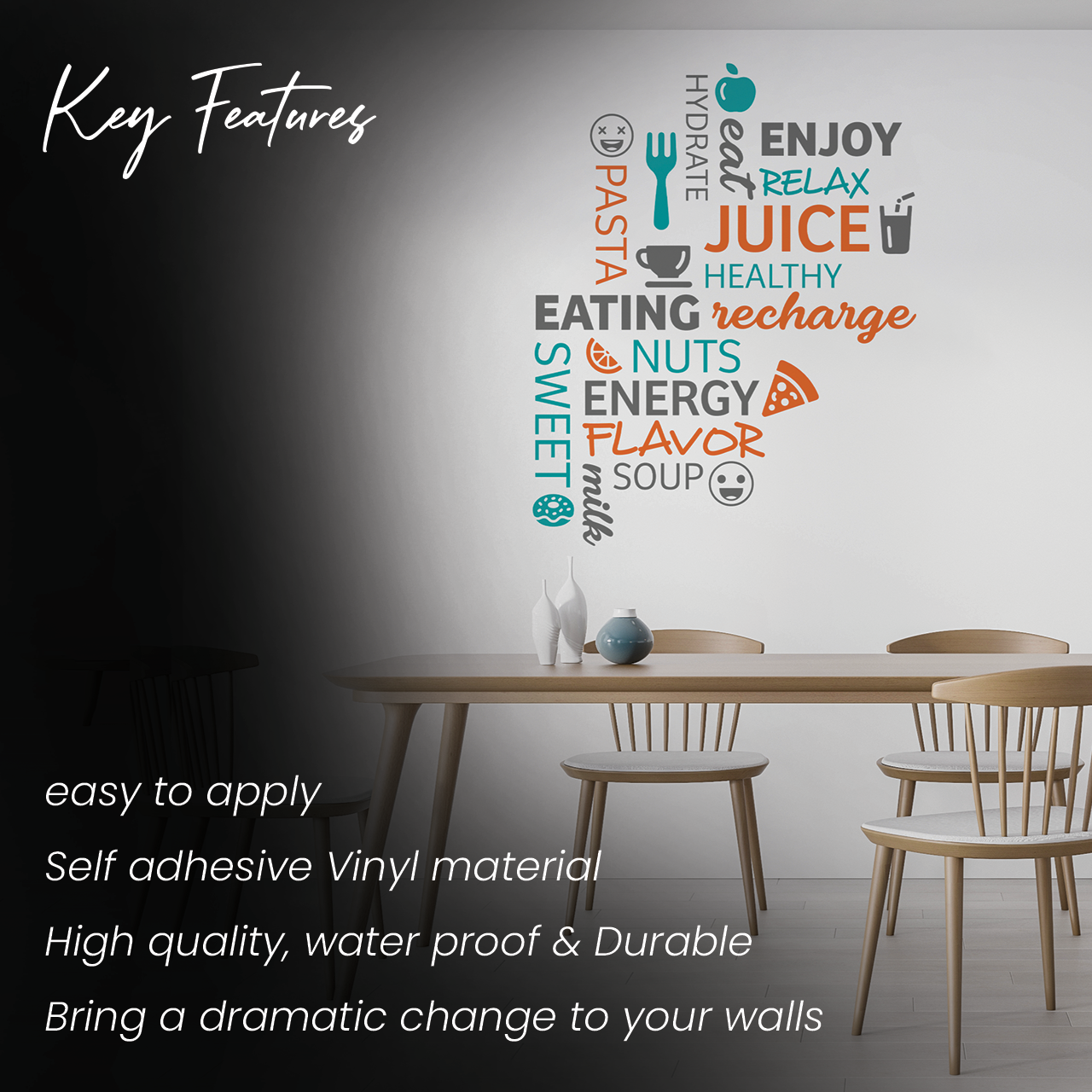 Healthy Eating Word Cloud Wall Sticker