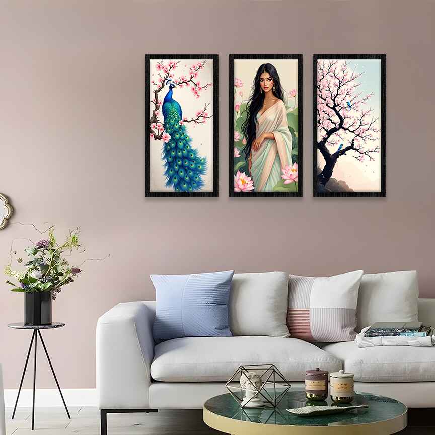 Peacock Grace Wall Art Set of 3