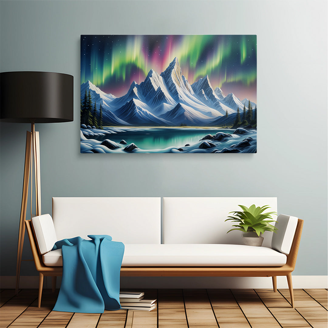 Northern Lights Peak Wall Canvas