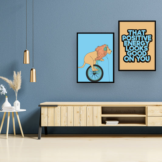 Lion Unicycle and Quote Duo Wall Frame