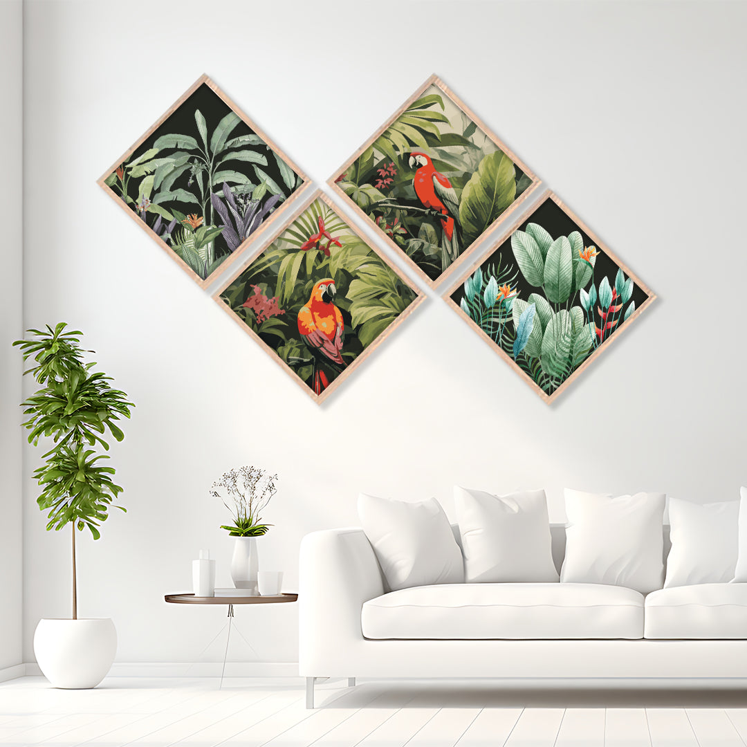 Tropical Parrot Haven Wall Frame Set