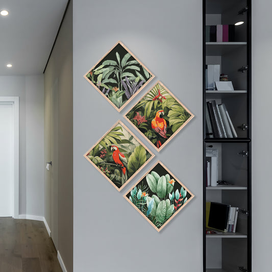 Tropical Parrot Haven Wall Frame Set