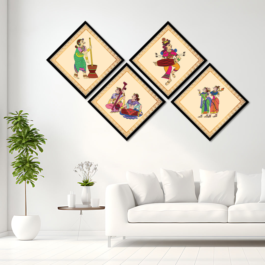 Pattachitra Folk Dance Wall Frame Set