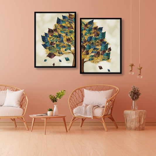 Premium Botanical Floral Artwork with Wooden Frame