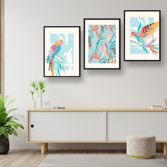 Tropical Parrot Trio Wall Frame