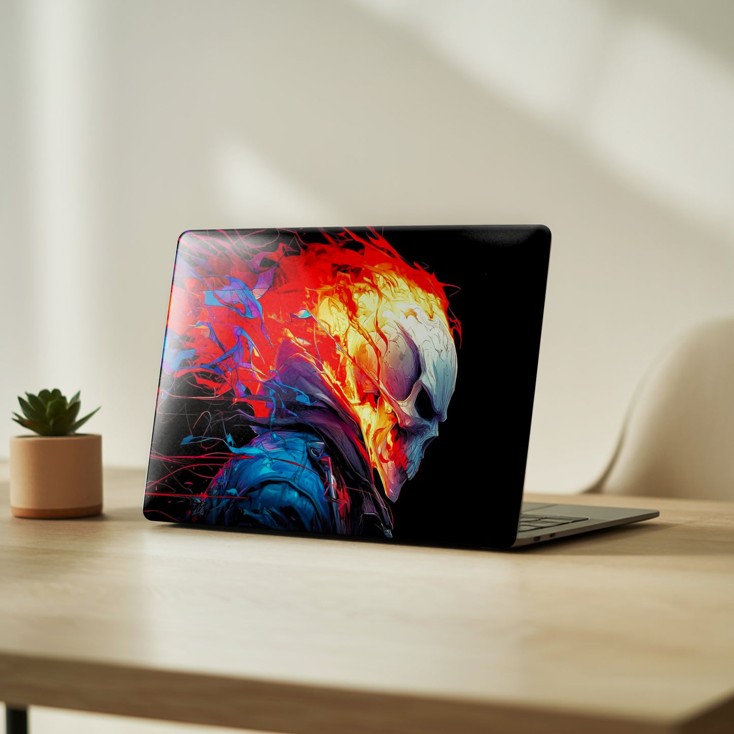 Hellfire Skull Neon Abstract Aesthetic Laptop Skin