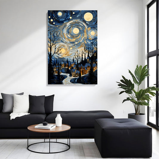 Starry Night Village Canvas