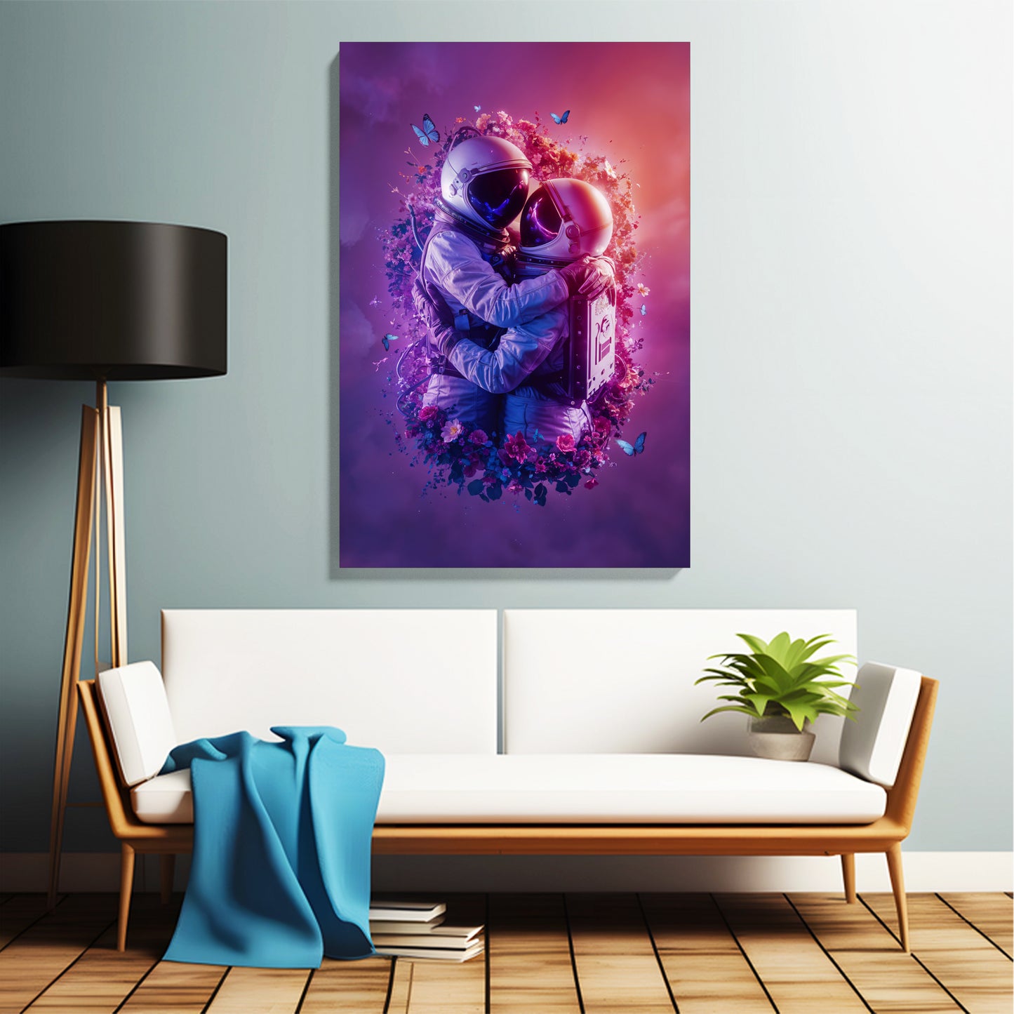 Astronaut Hug Galaxy Canvas
