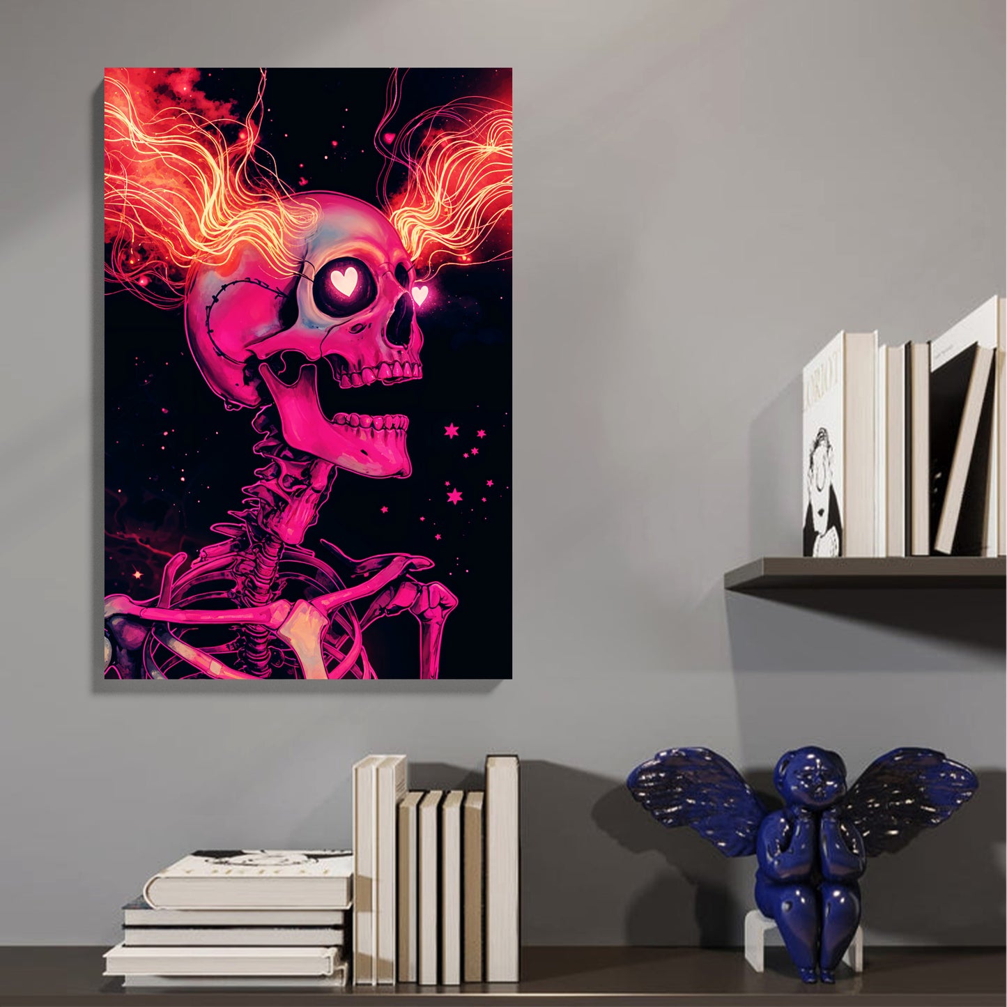 Flaming Heart Skeleton Canvas