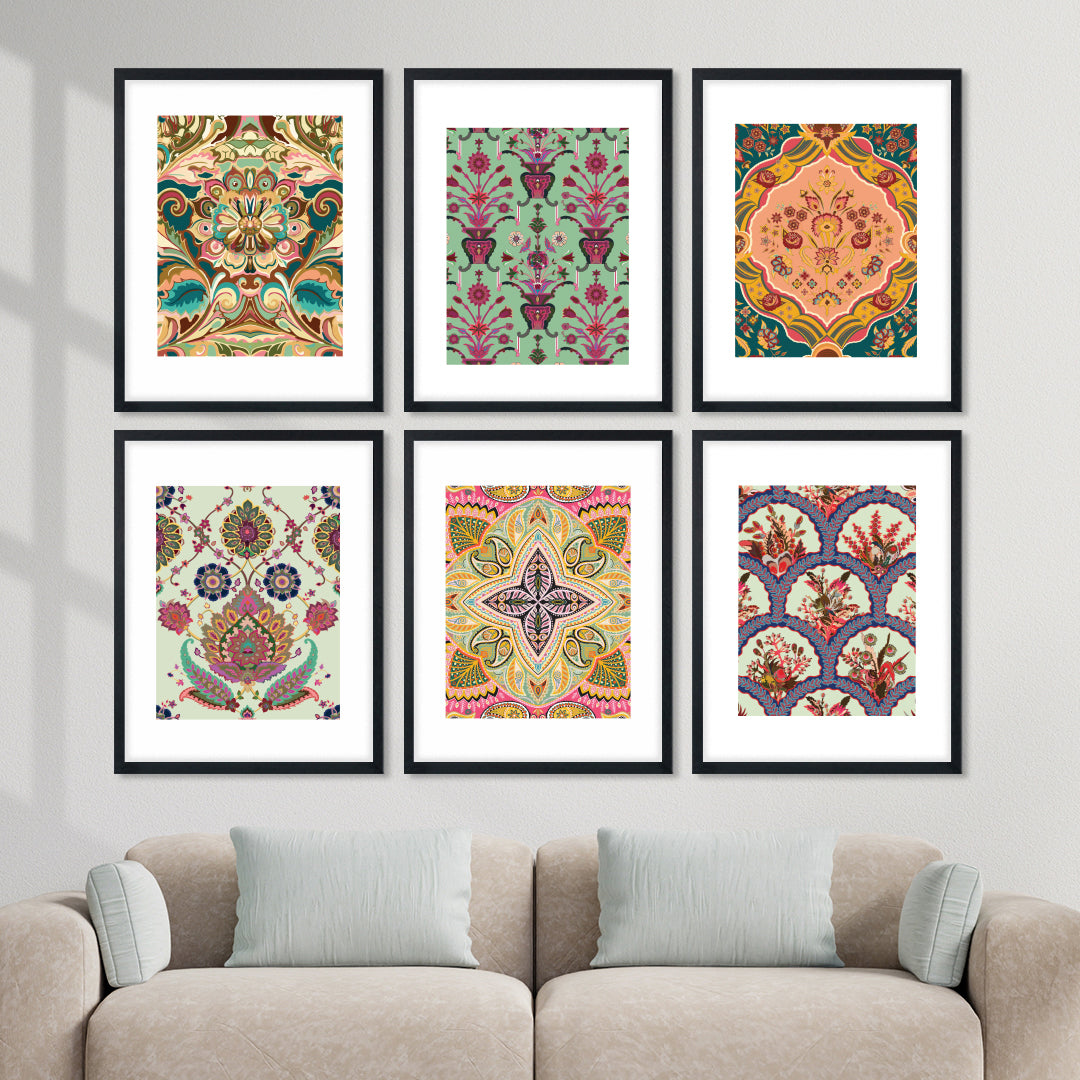 Vintage Pattern Art Wall Frame Set