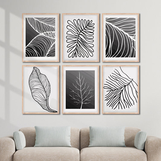Modern Leaf Line Art Wall Frames