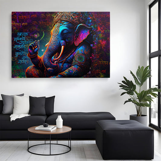 Lord Ganesh Sanskrit Mantras Wall Canvas