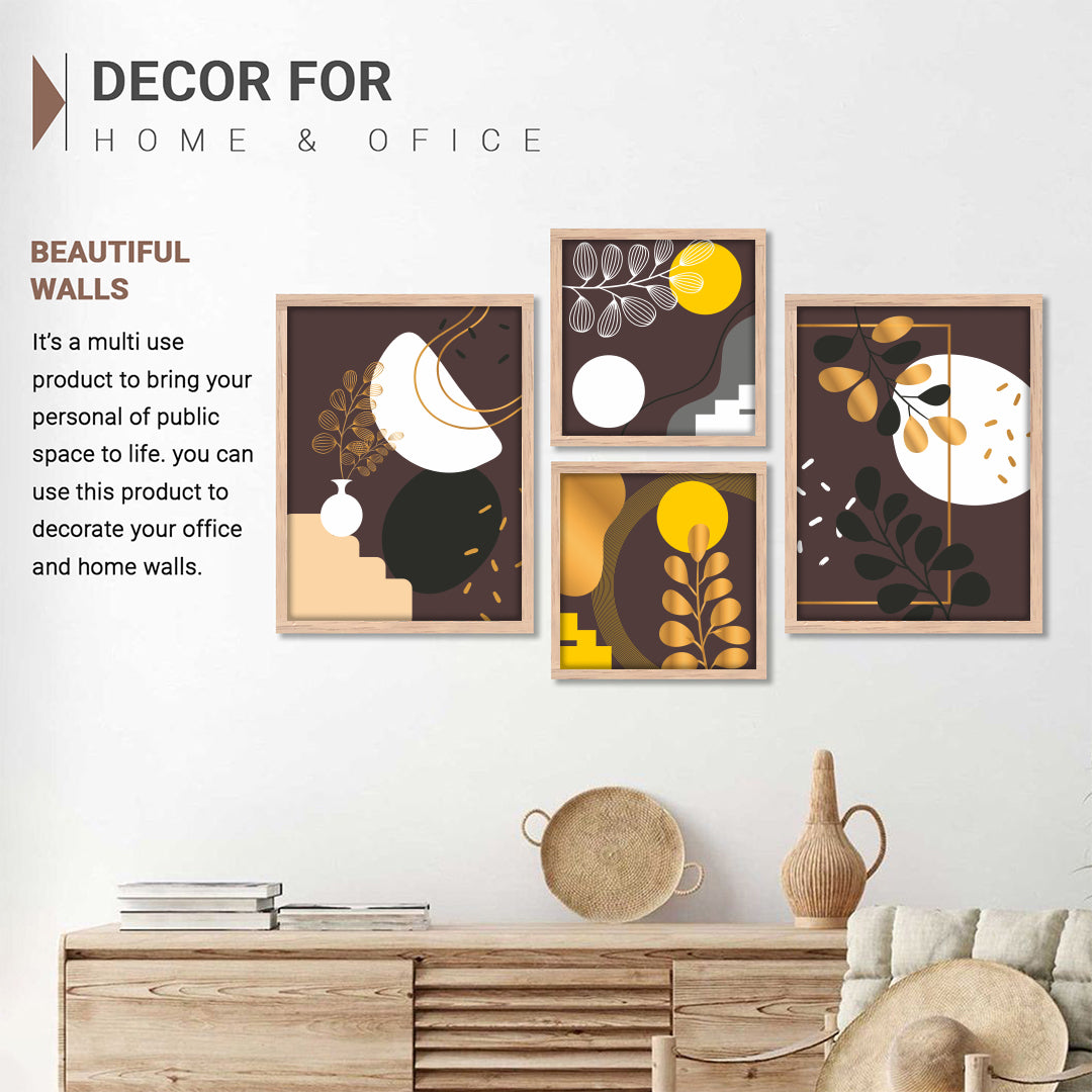 Golden Harmony Abstract Wall Art Set