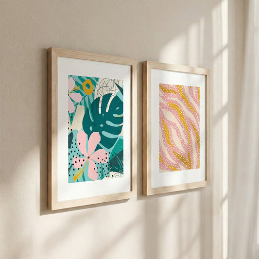 Modern Abstract Botanical Wall Frame Set of 2