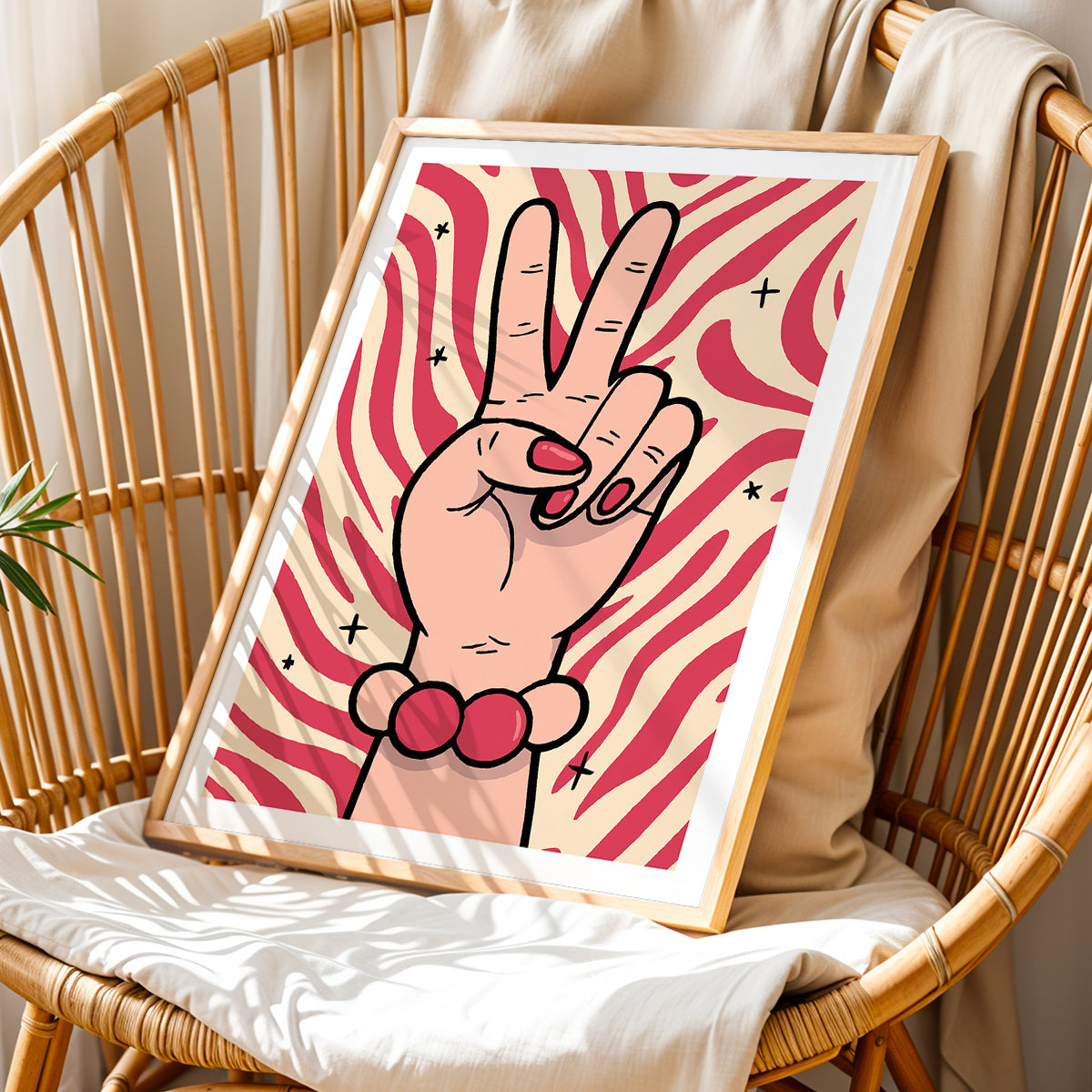 Peace Sign Pop Art Framed Wall Poster