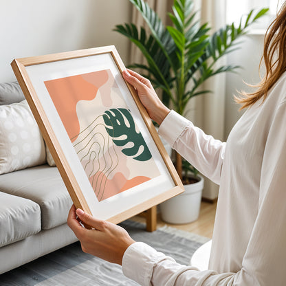Abstract Monstera Leaf Wall Frame – Set of 1