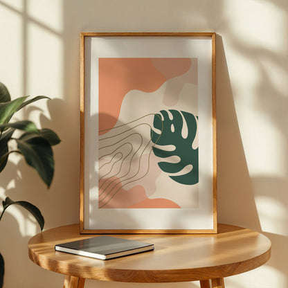 Abstract Monstera Leaf Wall Frame – Set of 1