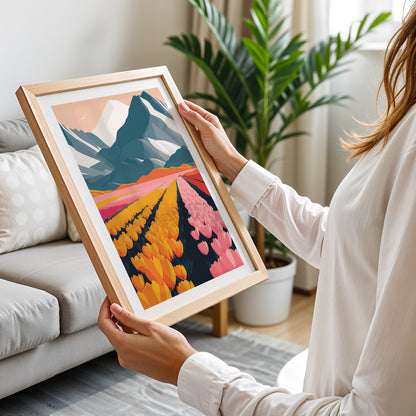 Blooming Valley Landscape Wall Frame – Set of 1