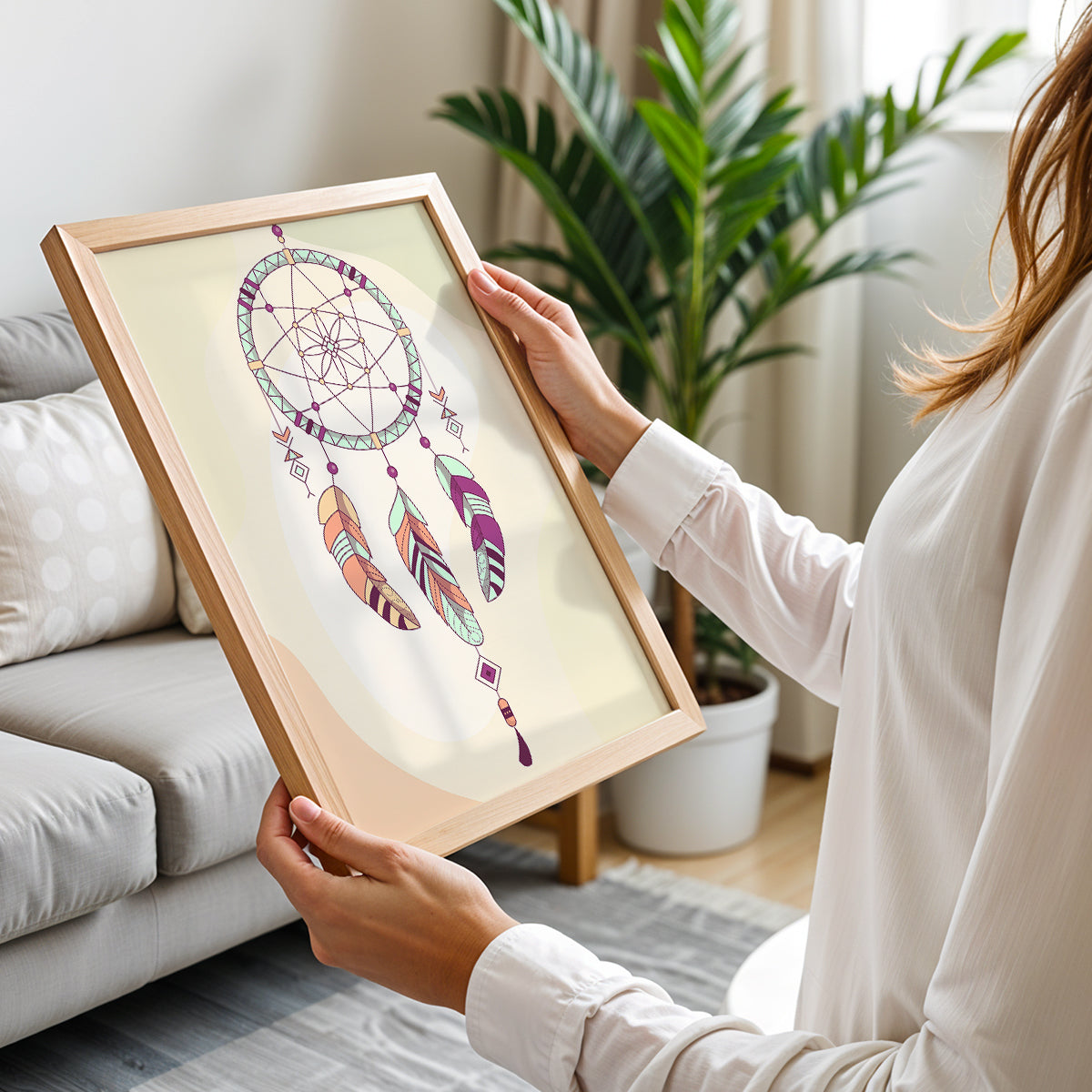 Boho Dreamcatcher Minimalist Framed Poster