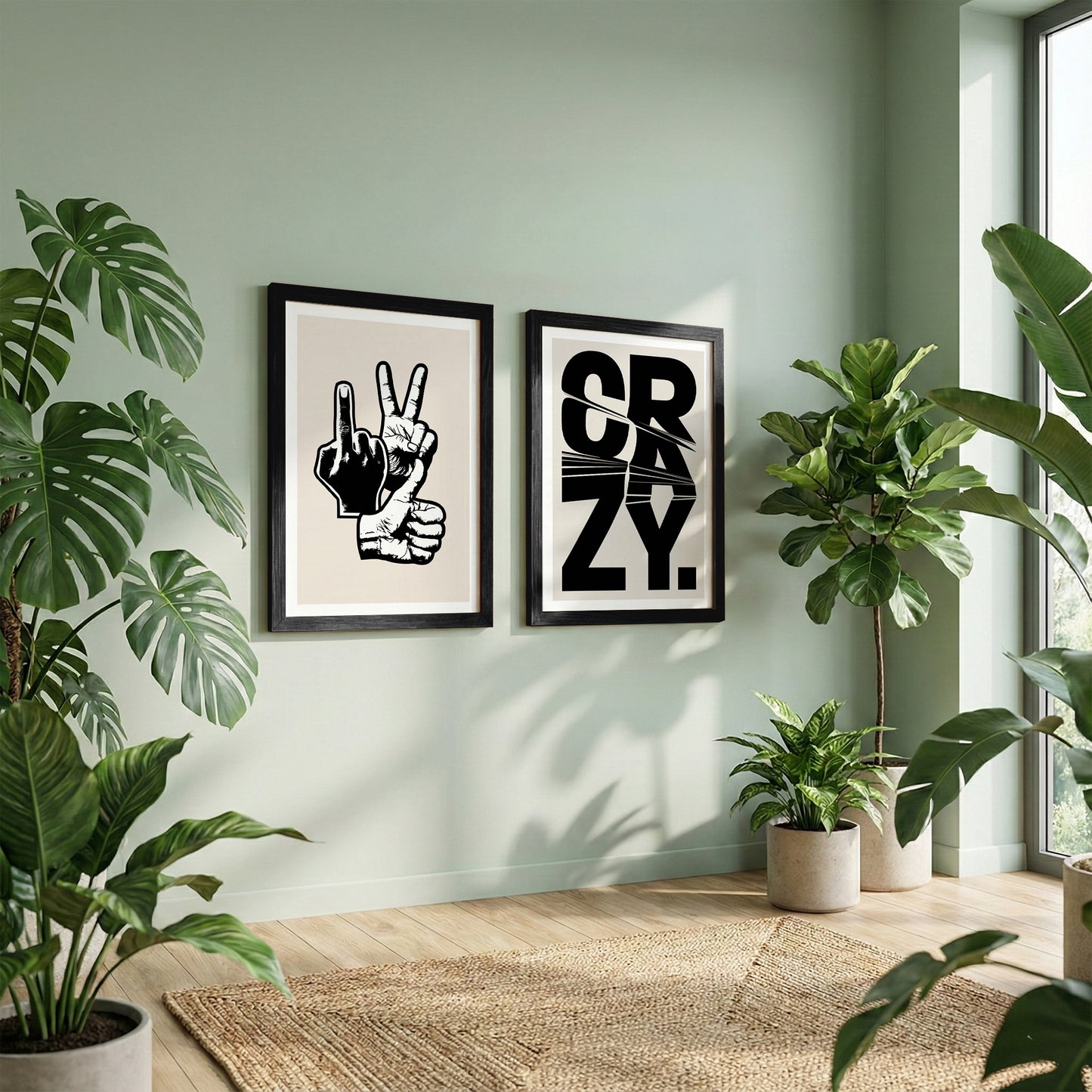 Crazy Hand Gesture Contemporary Wall Art Set of 2