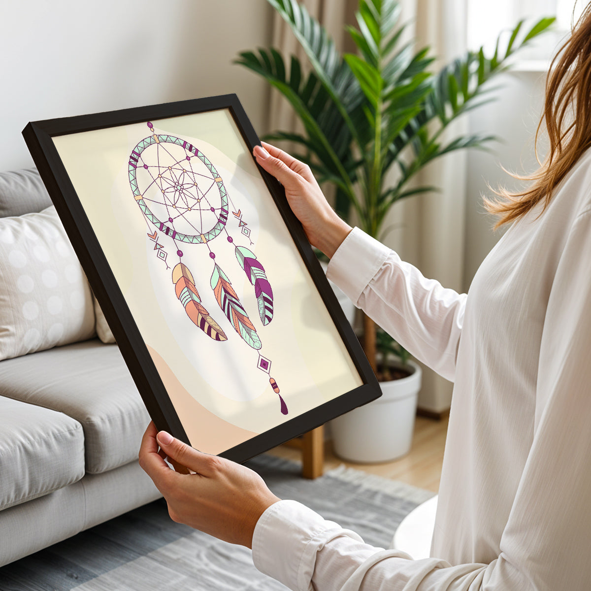 Boho Dreamcatcher Minimalist Framed Poster