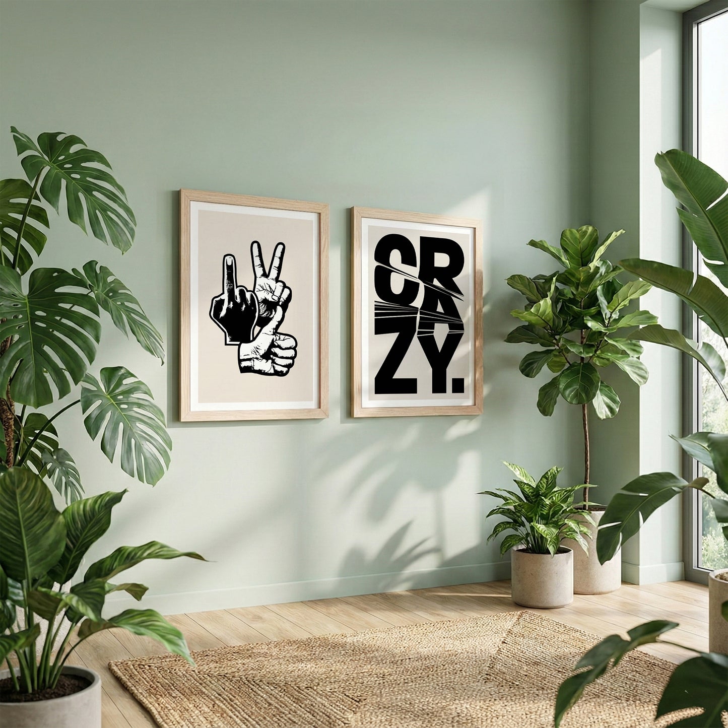 Crazy Hand Gesture Contemporary Wall Art Set of 2