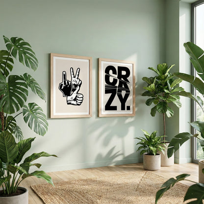 Crazy Hand Gesture Contemporary Wall Art Set of 2